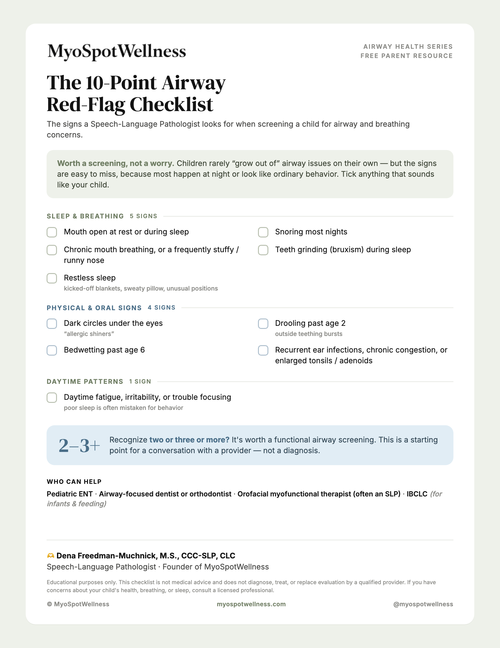 Preview of the Airway Signs Checklist PDF