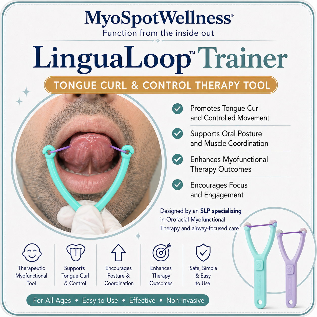 LinguaLoop Trainer™ (Adult) | Tongue Curl & Control Therapy Tool