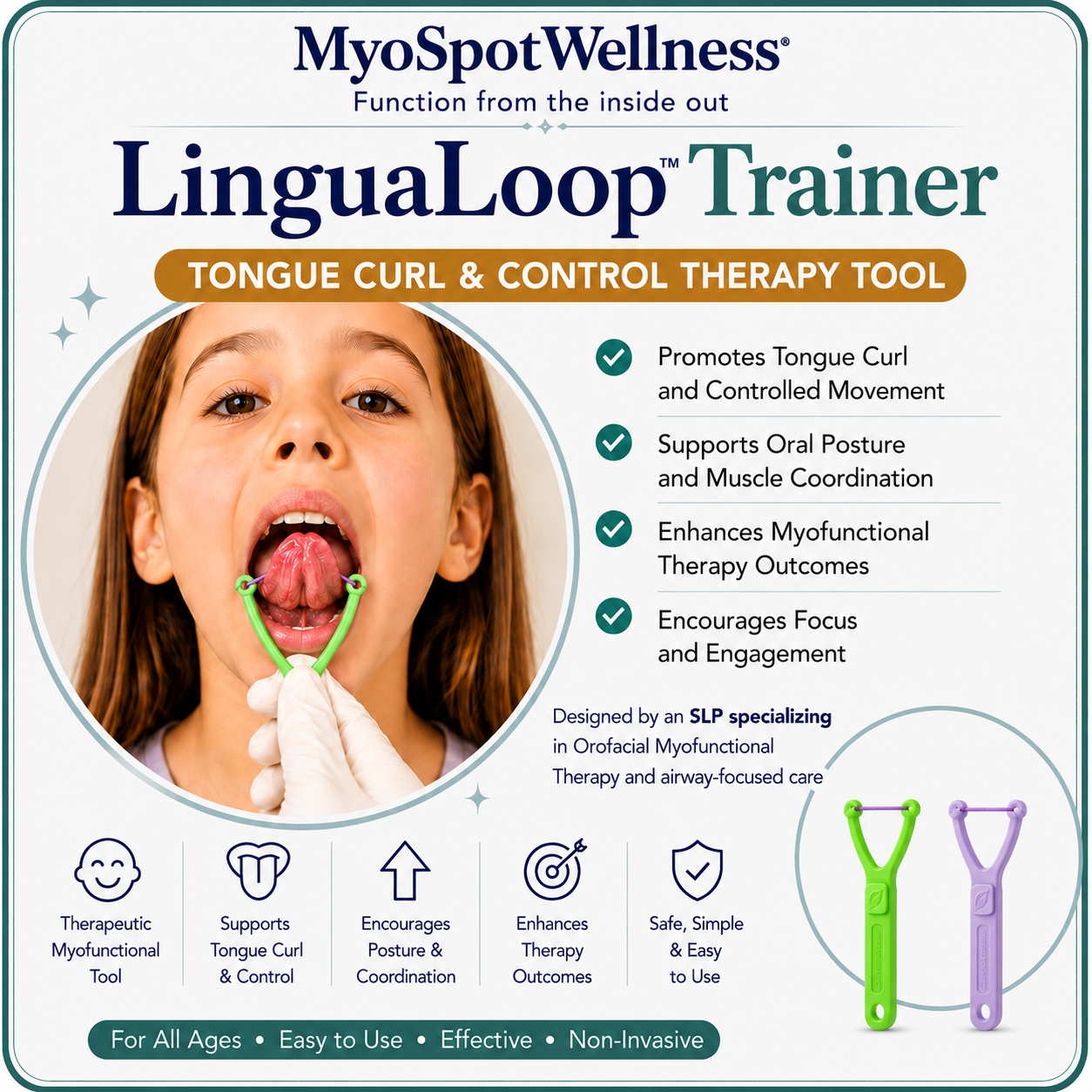 LinguaLoop Trainer™ (Kids) | Tongue Curl & Control Therapy Tool